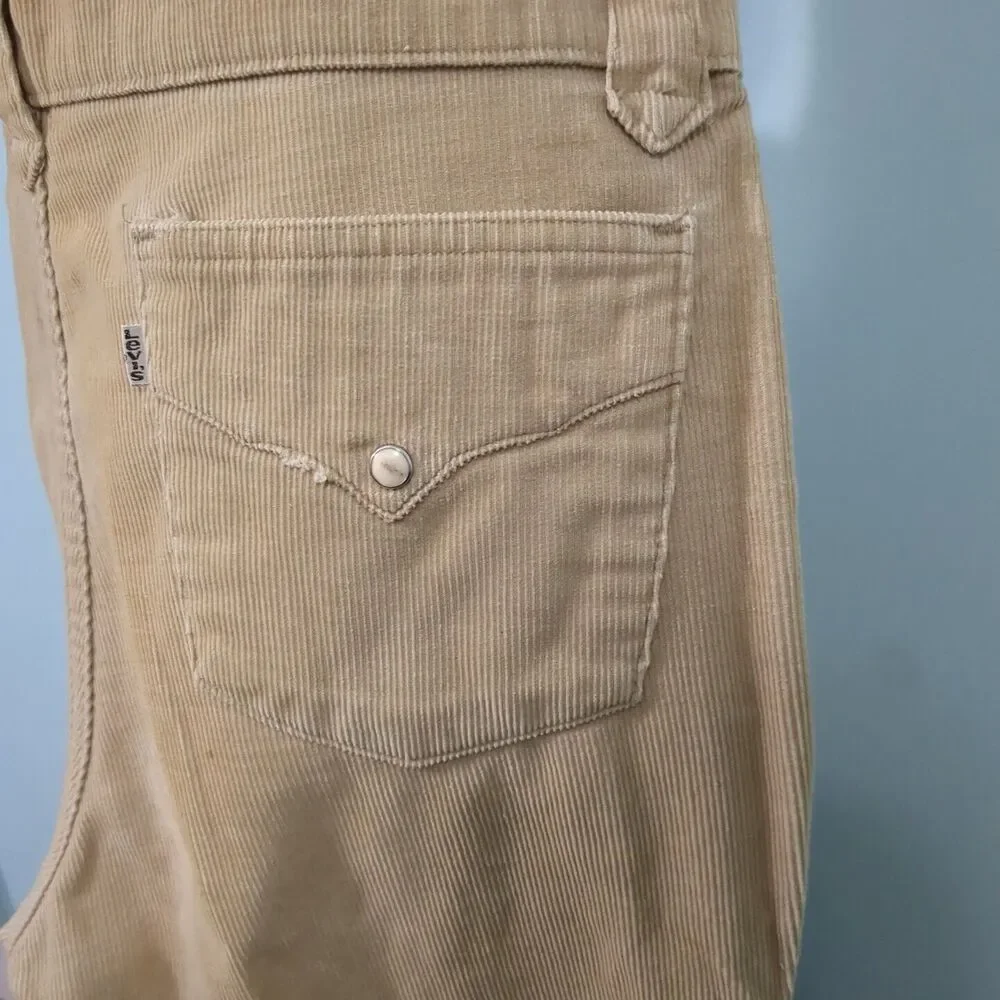 1970s vintage wide leg micro corduroy kick flares Levi's Levi Strauss pe…